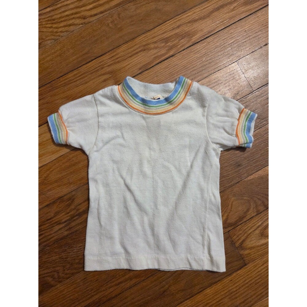 Vintage carter's rainbow striped ringer tshirt size 12 months